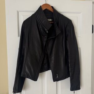 Barneys New York Sleek Black Genuine Leather Jacket